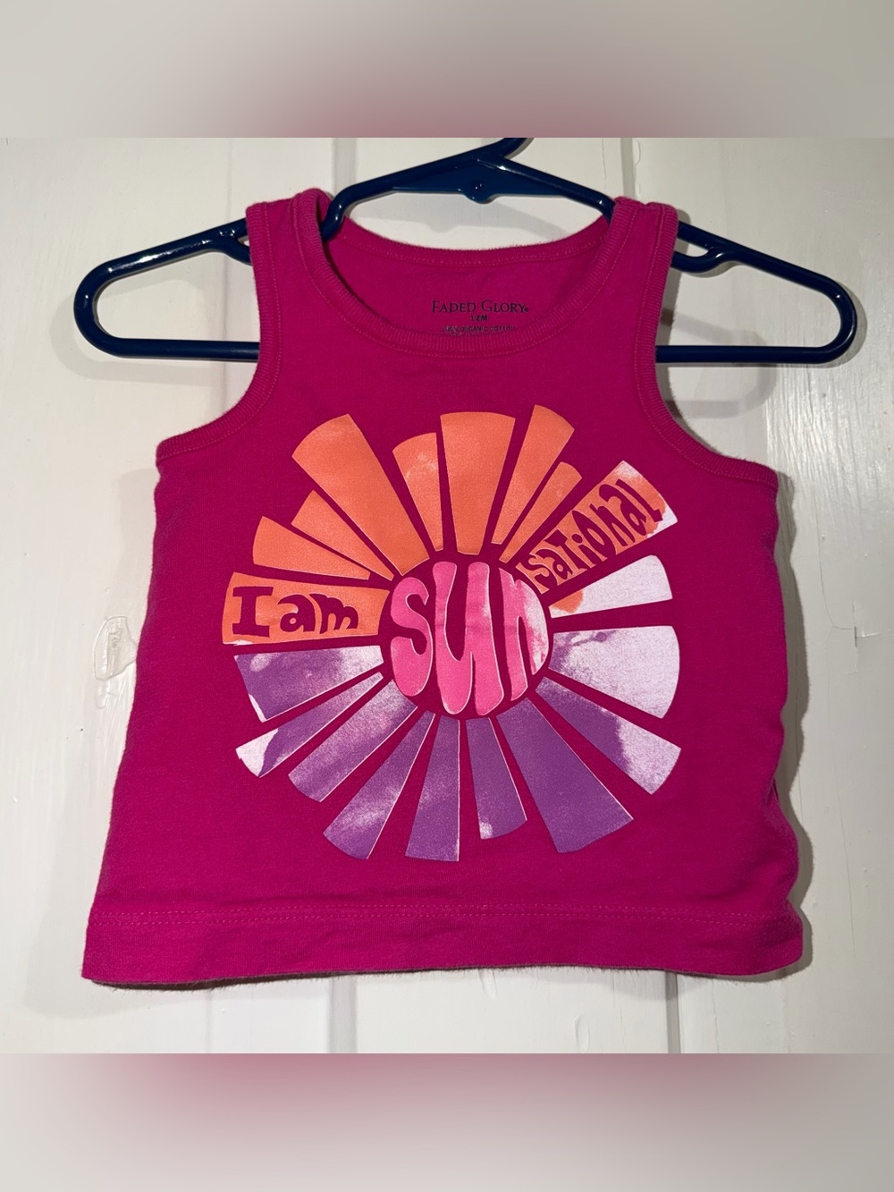Girls 12 month shirt Faded Glory Girls' Pink Graphic Tank Top - 'I Am Sun'